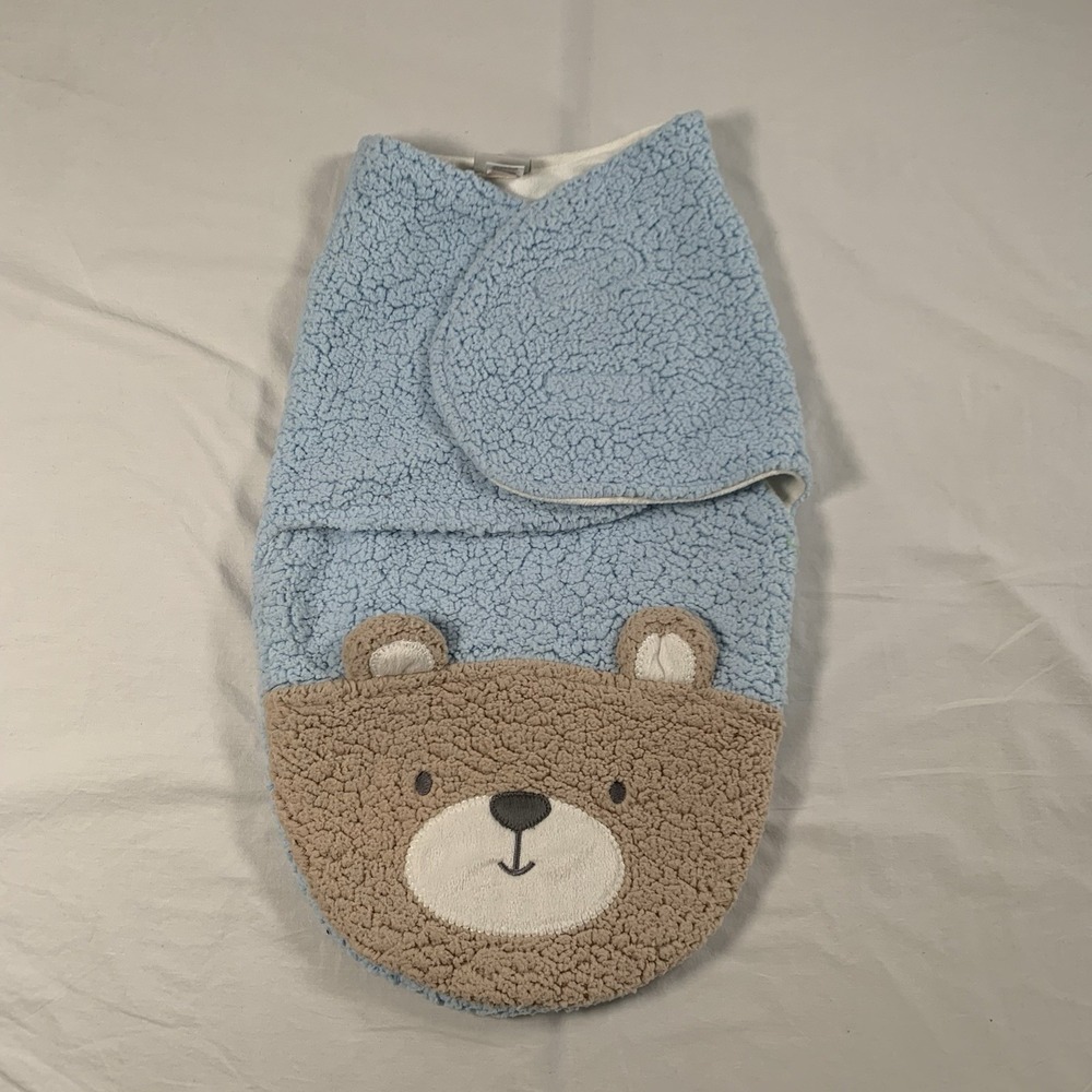 CHICK PEA Size 3-6‎ Months Baby Swaddle Blanket Cozy Fleece Nursery Bear Papoose